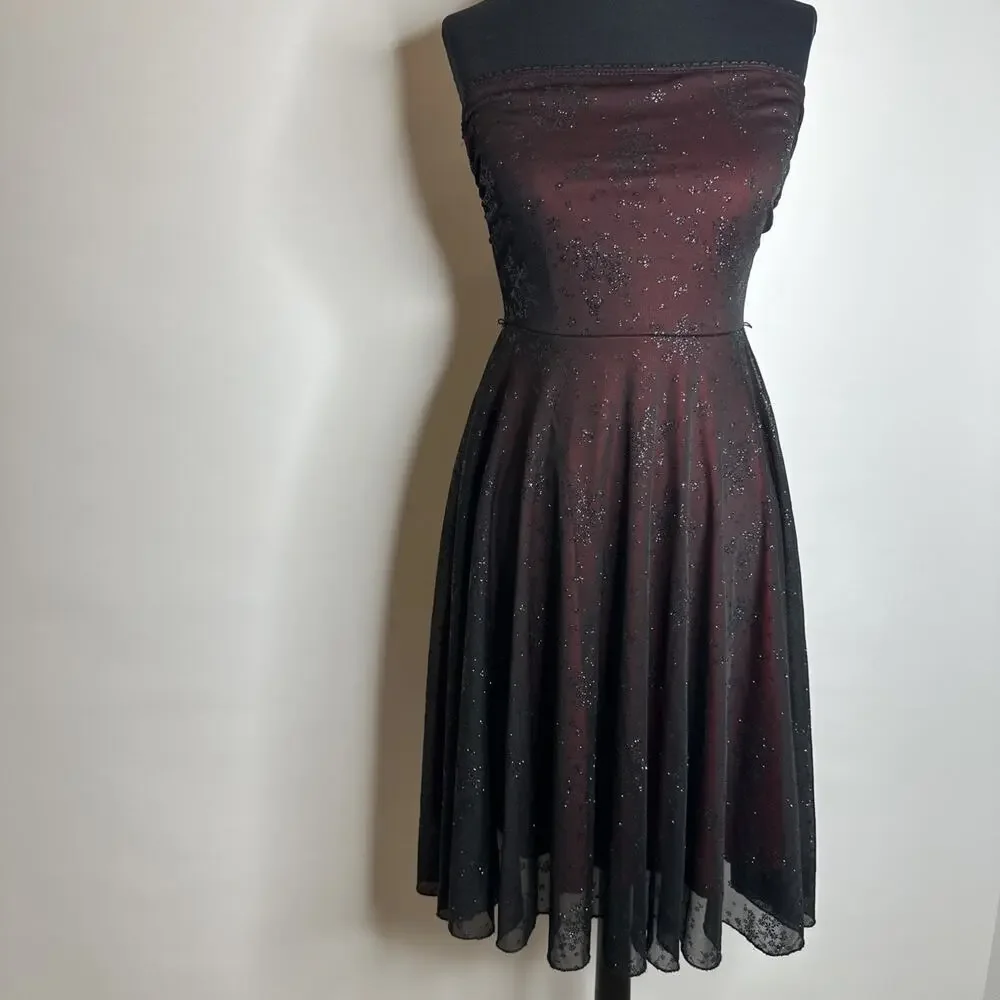 Vintage Forever 21 Dress Womens S/M Black Red Mesh Babydoll Whimsy Fairy Y2K